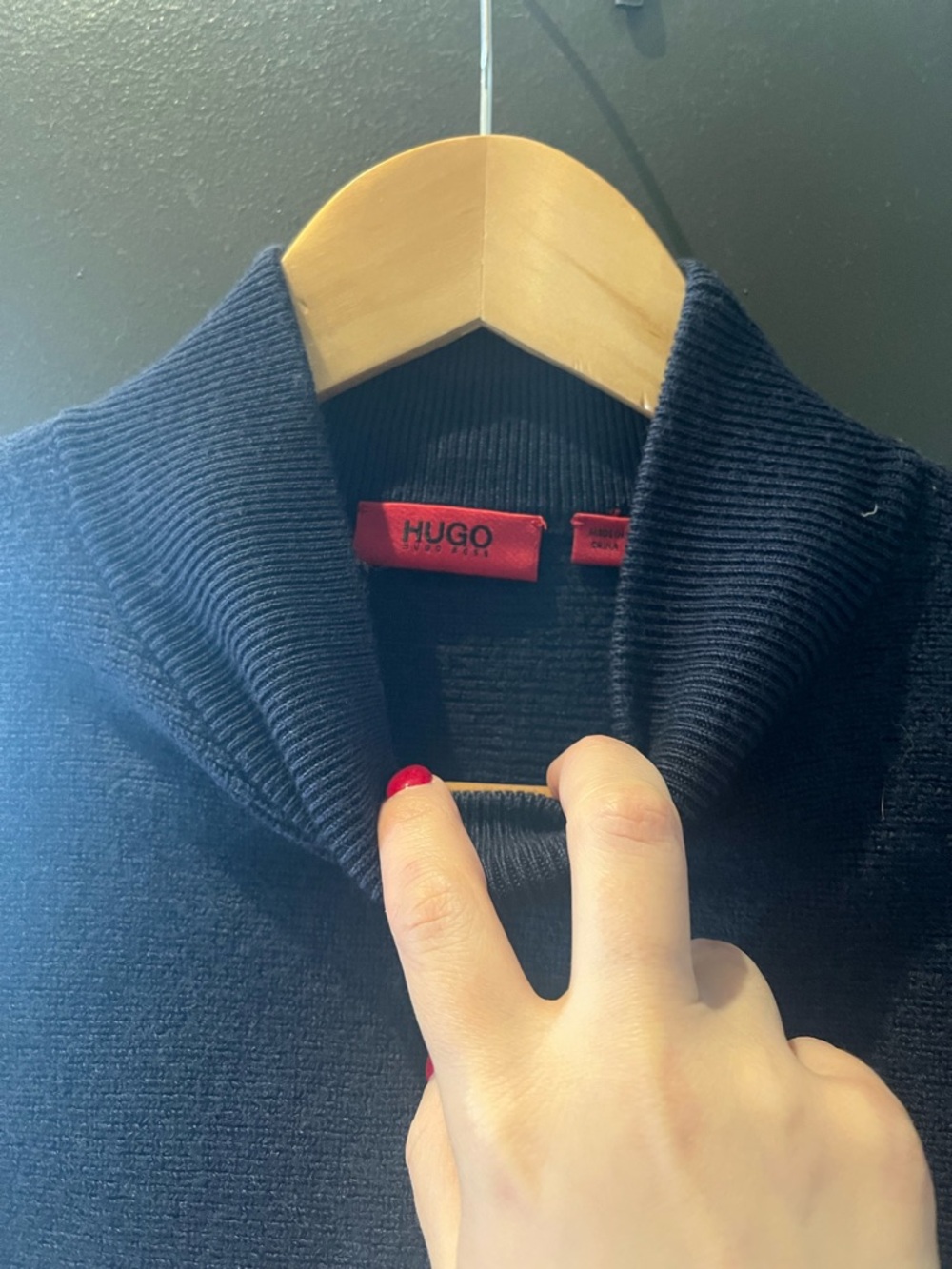 HUGO Navy Mock Turtleneck Sweater